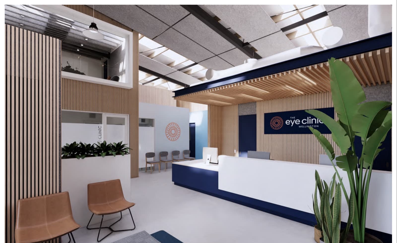 Reception and waiting area at The Eye Clinic in Te Aro